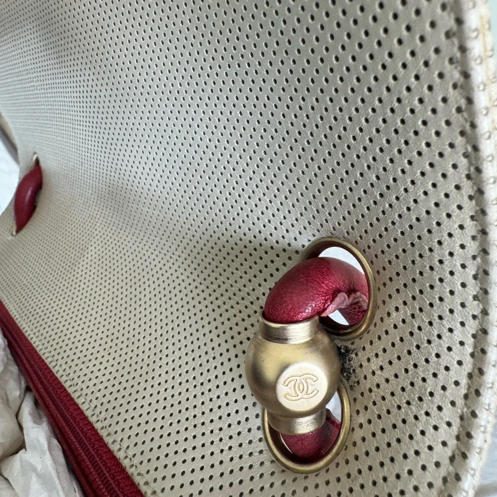 CHANEL Vintage Top Handle Shoulder Bag – Perforated Leather, Authentic - Picture 6 of 12